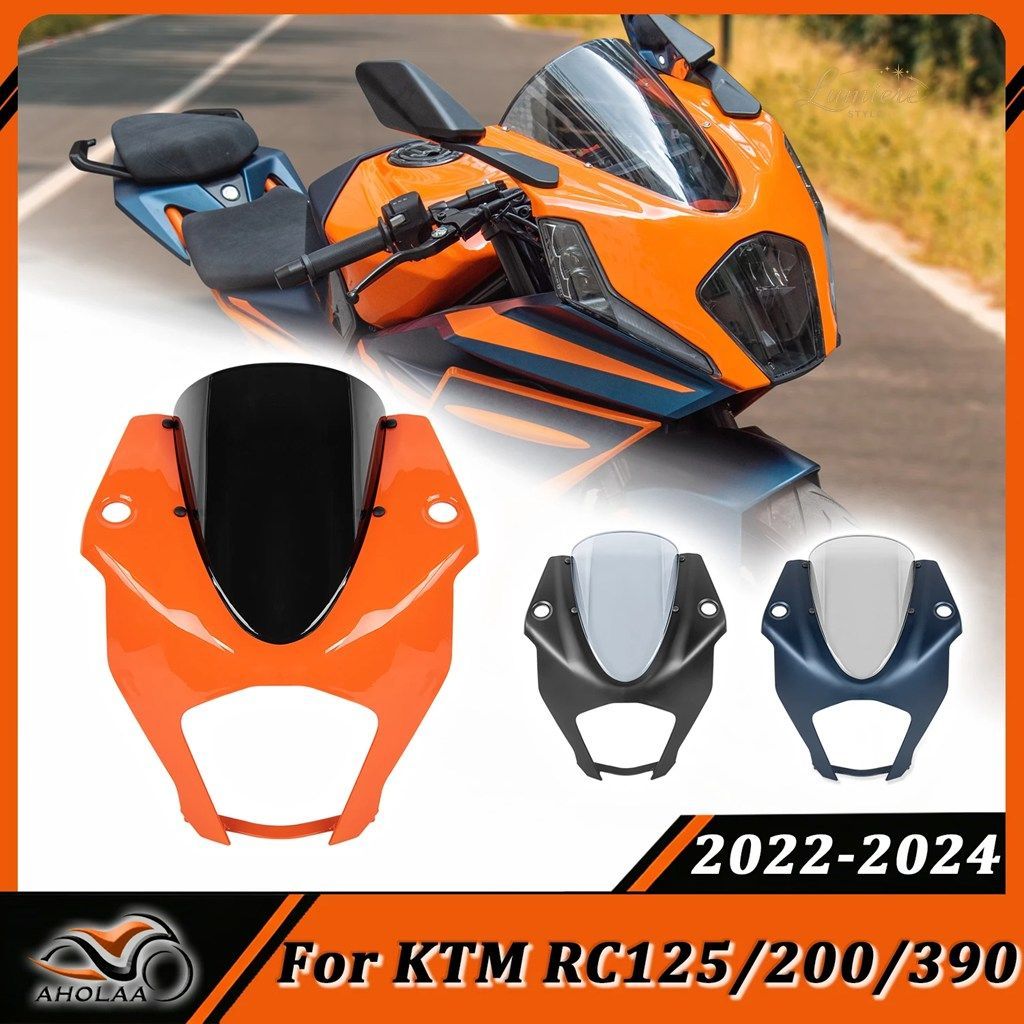 For KTM RC 125 200 390 Front Headlight Cover Windscreen Windshield Motorcycle Accessories Fairing Wind Screen 2022 2023 2024