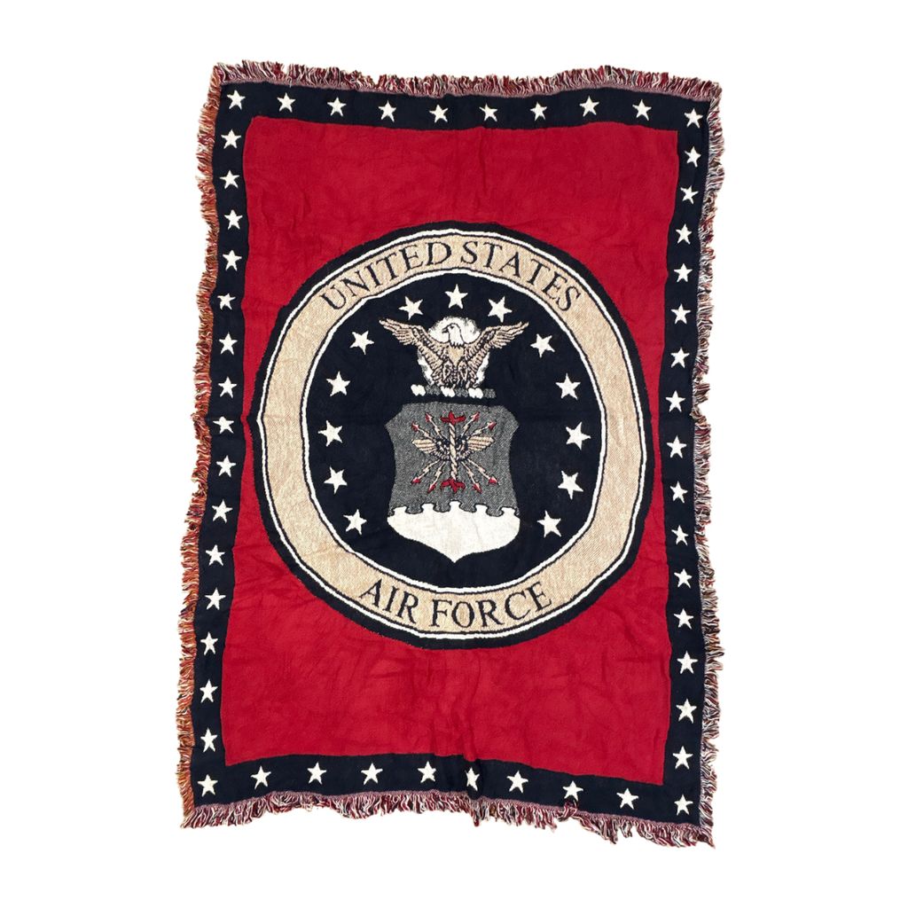 vintageラグ ブランケット マルチカバー タペストリー 米空軍 ユーエスエアフォース ミリタリー エンブレム Rug Blanket USAF 3290