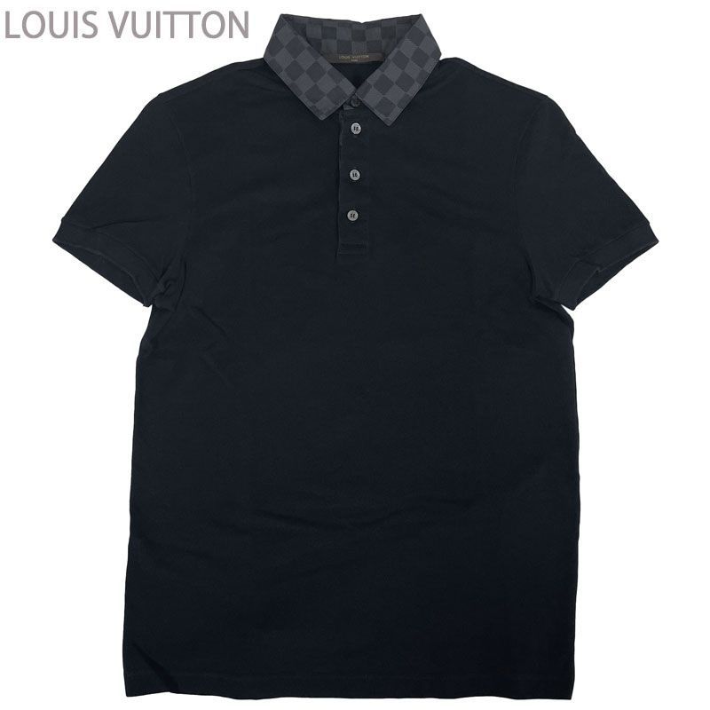 【中古】LOUIS VUITTON ルイ・ヴィトン ダミエカラー 襟ダミエ ポロシャツ ブラック XS メンズ イタリア製