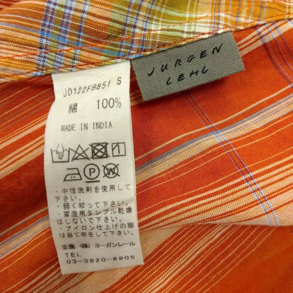 M7 ヨーガンレール JURGEN LEHL トップス サイズS 綿100 オレンジ