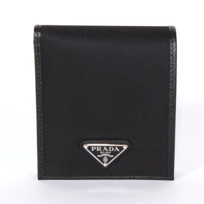 PRADA プラダ 2つ折り財布 2MO738 2DMH NERO/ブラック/F0002 テスート サフィアーノ エナメルメタルトライアングルロゴ 小銭入れ付き ミニ財布 ウォレット メンズ レディース ユニセックス 【新品・本物】売れ筋