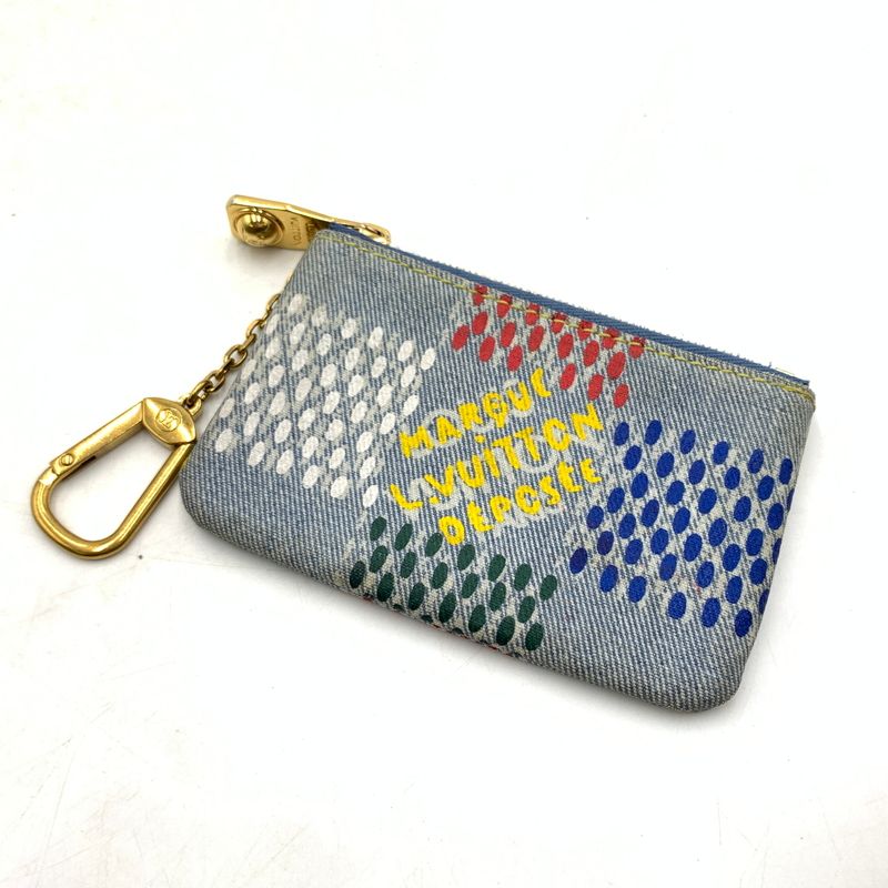 【中古品】 LOUIS VUITTON ルイヴィトン N00188 デニム ポシェットクレ LVバーズダミエ 財布 コインケース 【179-260624-ko-16-tei】