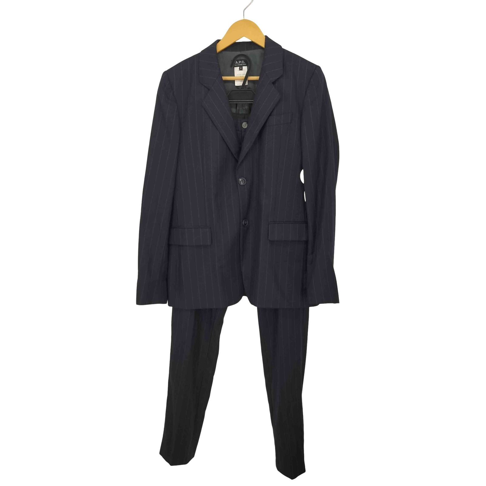 アーペーセー A.P.C. スロベニア製 ストライプ柄 ウール スーツセットアップ メンズ S