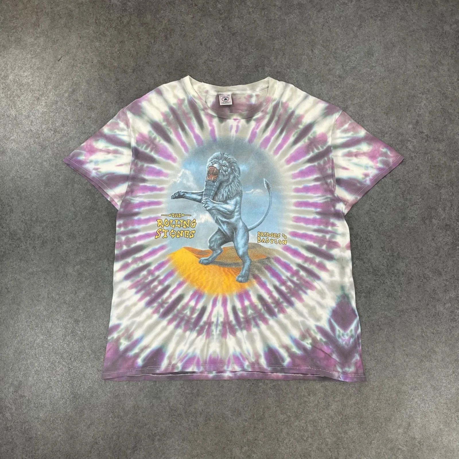 Vintage 90s The Rolling Stones Bridges to Babylon VOODOO LOUNGE 1997 1998 ローリングストーンズ ツアー Tシャツ バンT タイダイ グラフィック 両面プリント XL ビッグサイズ