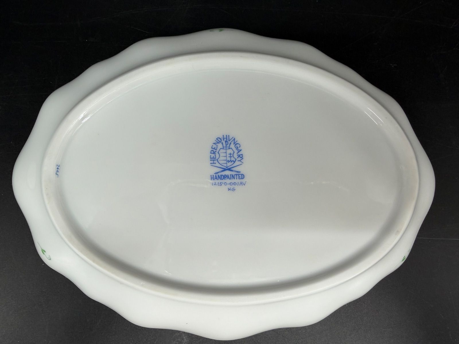 623S002 ヘレンド アポニーグリーン オーバルディッシュ 20cm 皿 新品