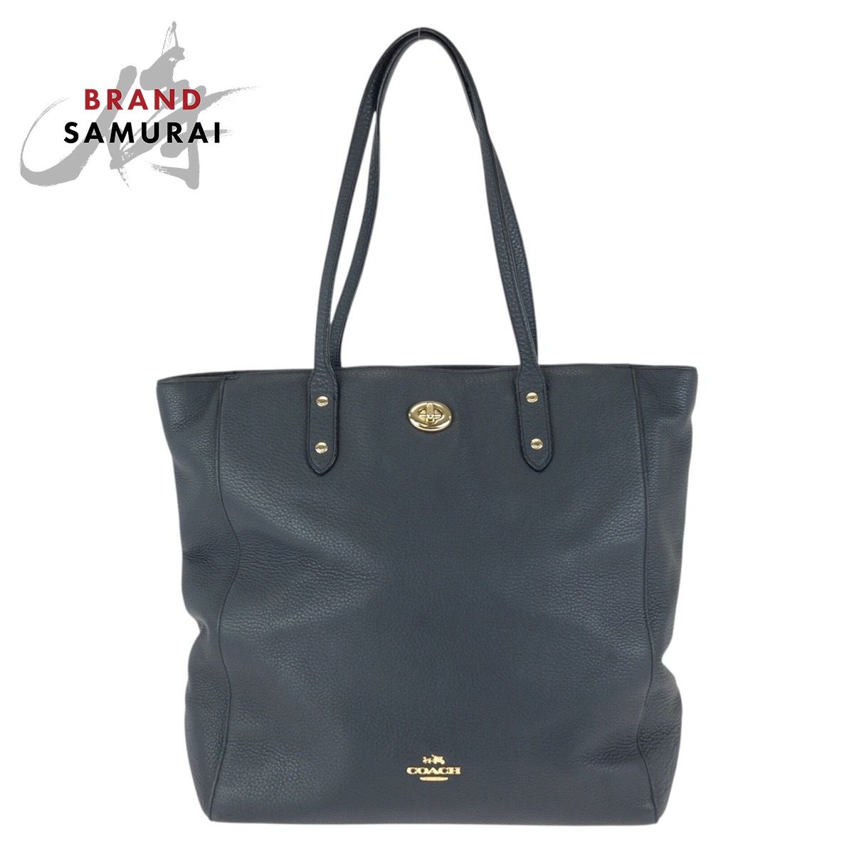 美品 COACH コーチ ネイビー ゴールド金具 レザー F12184 トートバッグ