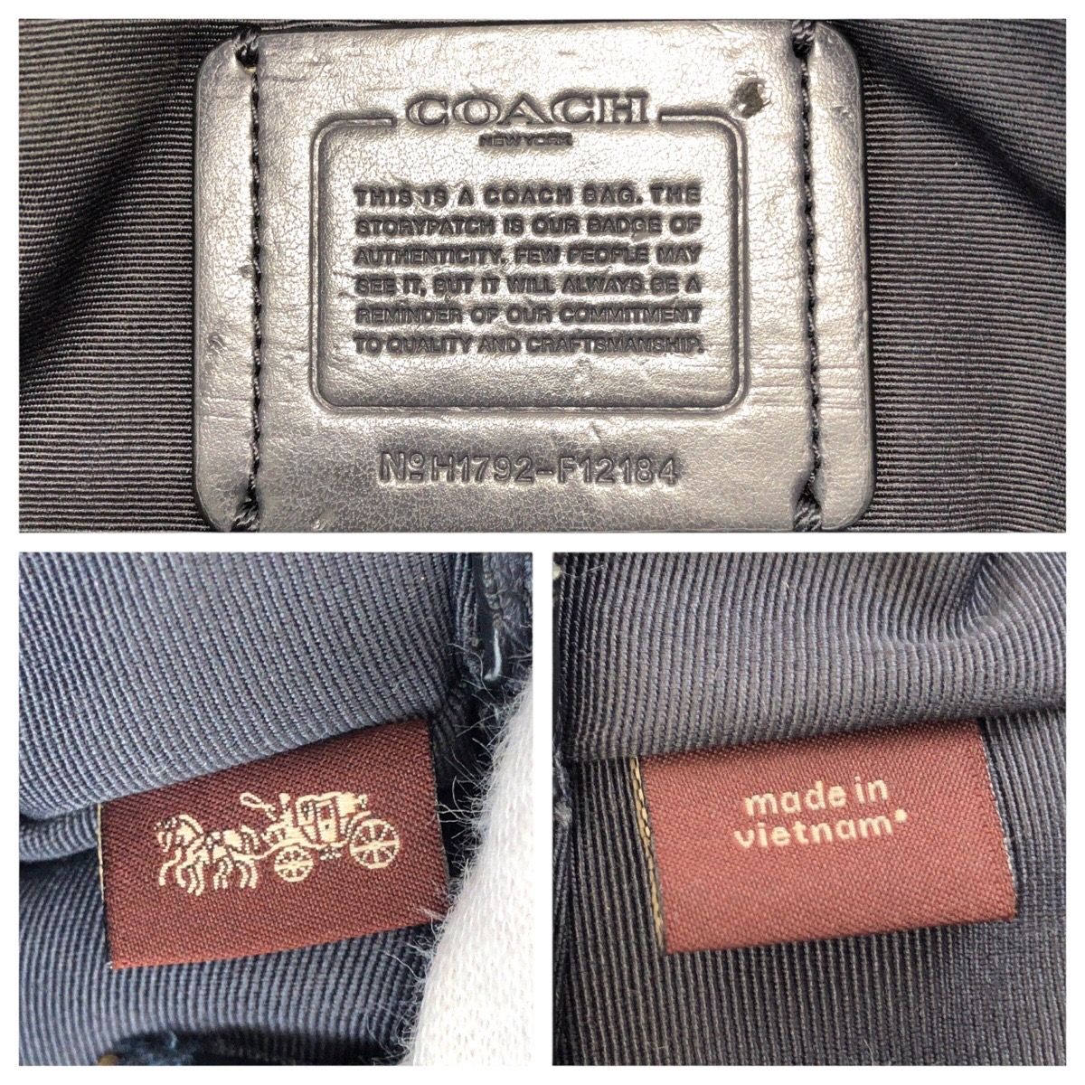 美品 COACH コーチ ネイビー ゴールド金具 レザー F12184 トートバッグ