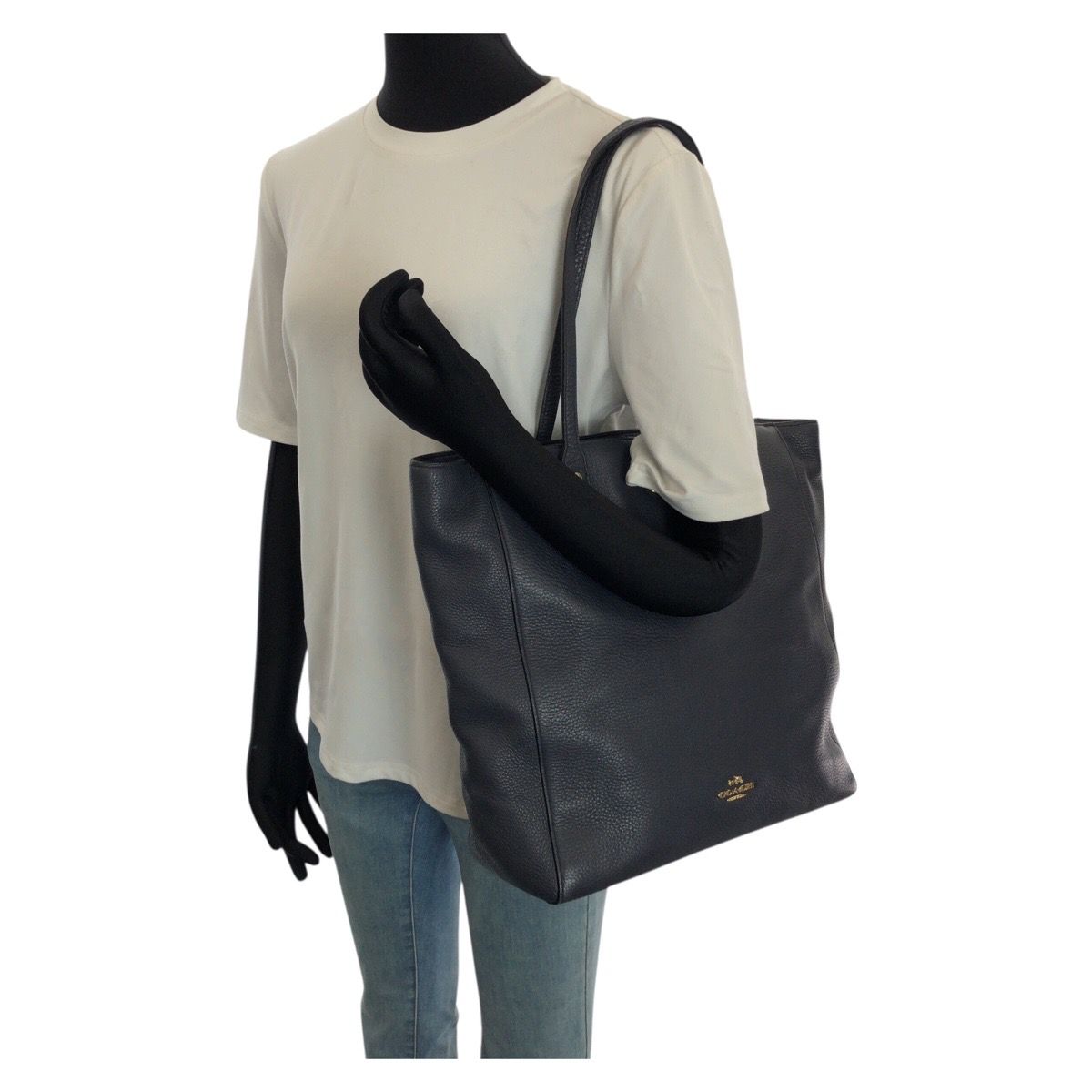 美品 COACH コーチ ネイビー ゴールド金具 レザー F12184 トートバッグ