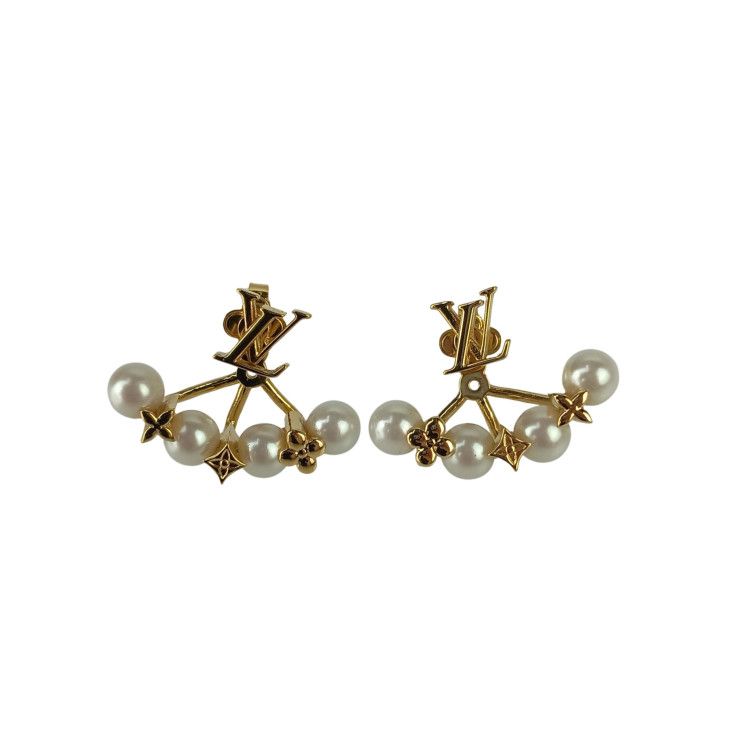 LOUIS VUITTON ルイヴィトン ピアス ピアス ミニグラム パール M01258 ゴールド系 メタル フェイクパール レディース 美品