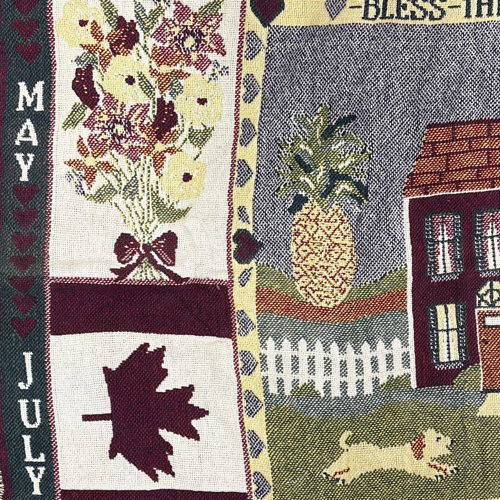 vintageラグ ブランケット マルチカバー タペストリー カントリー カレンダー 季節 Rug Blanket Calendar 3296