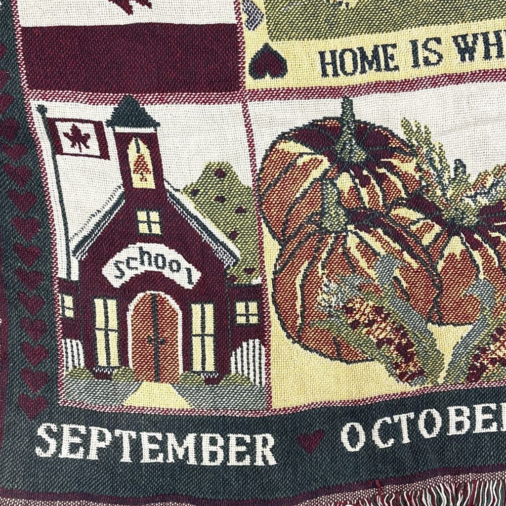 vintageラグ ブランケット マルチカバー タペストリー カントリー カレンダー 季節 Rug Blanket Calendar 3296
