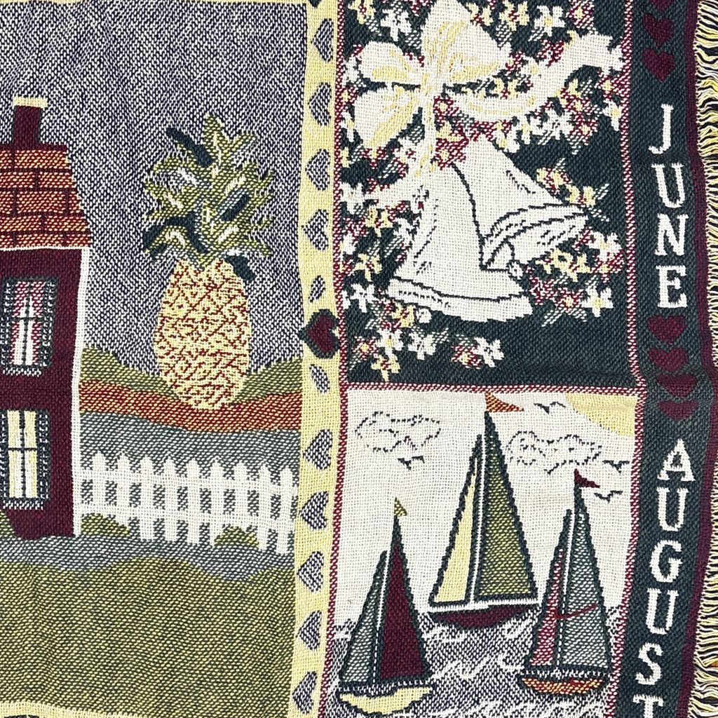 vintageラグ ブランケット マルチカバー タペストリー カントリー カレンダー 季節 Rug Blanket Calendar 3296