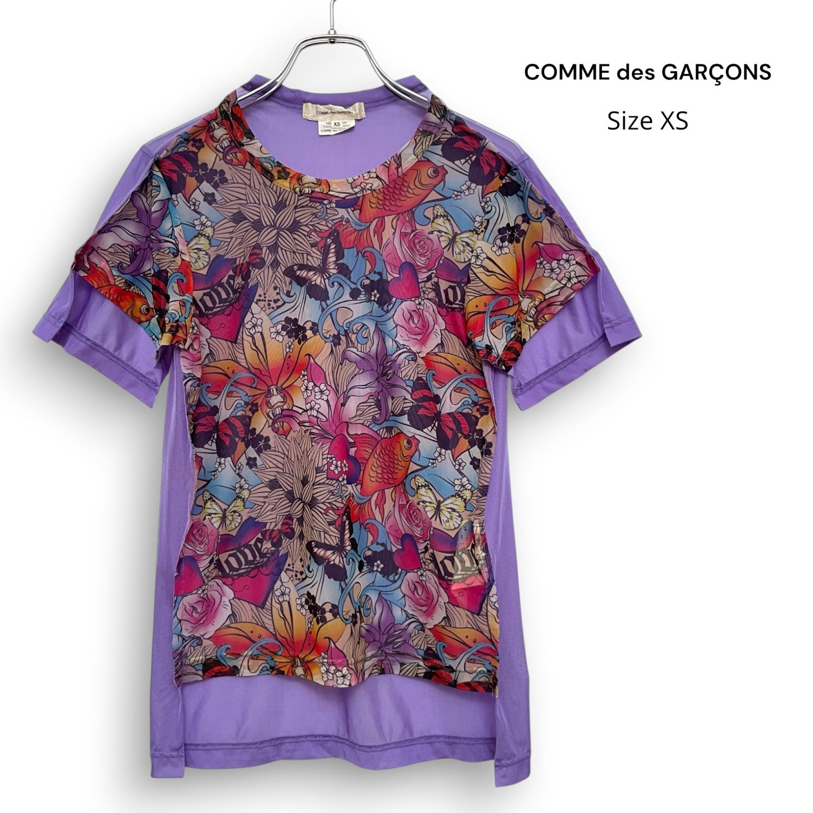 COMME des GARCONS コムデギャルソン シースルー プリント トップス Tシャツ カットソー /R26420