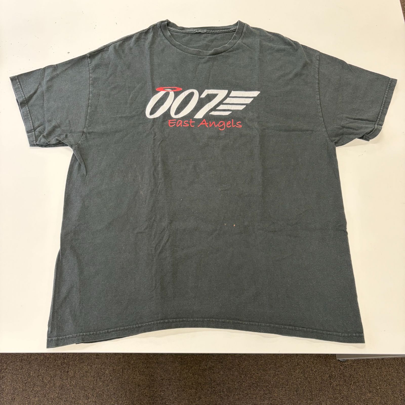 映画 007 半袖 Tシャツ East Angels フェード ブラック メンズ オーバーフィット ジェームズボンド ムービー プリント TEE アメカジ ヴィンテージ 古着