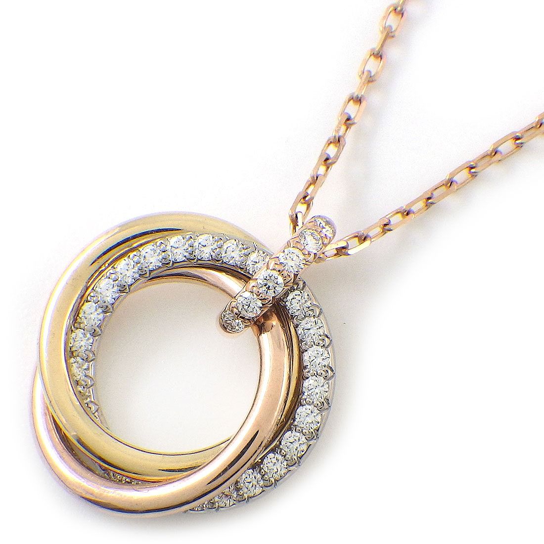 カルティエ Cartier ネックレス トリニティ スモール セミパヴェ ダイヤモンド K18PG K18WG K18YG 【箱・保付き】 【中古】 287,100円