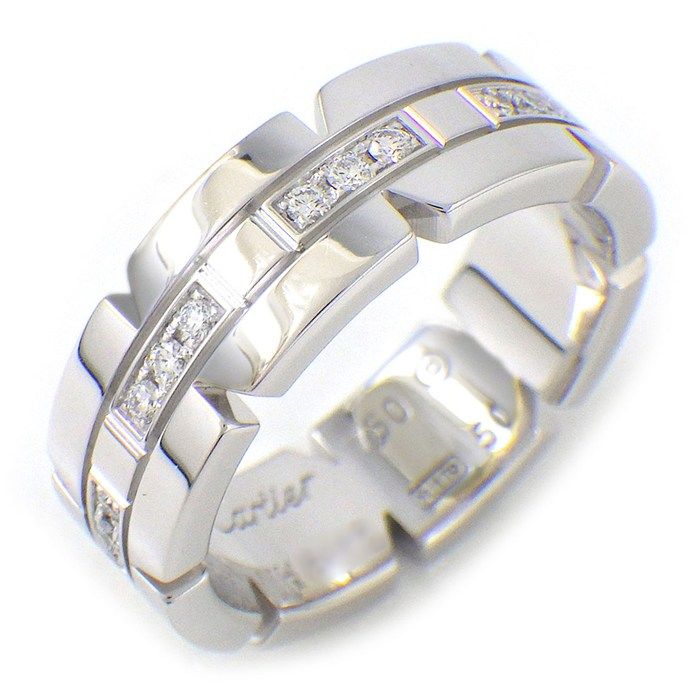 カルティエ Cartier リング タンクフランセーズ ダイヤモンド K18WG 10号 / #50 【中古】