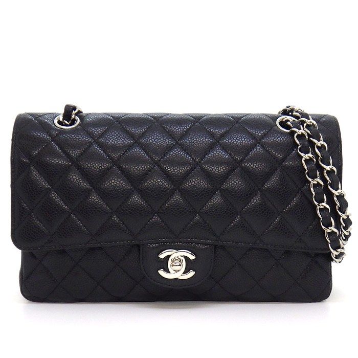シャネル CHANEL ショルダーバッグ マトラッセ25 11.12 クラシック ハンドバッグ A01112 2012年 ブラック キャビアスキン 【中古】