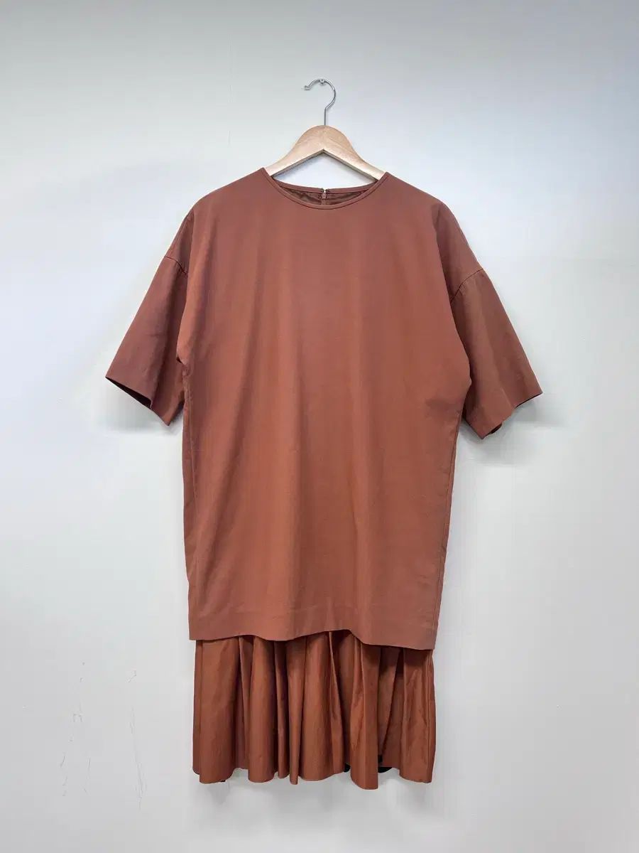 LEBEIGE ブラウン フレア ONE PIECE 66-77サイズ