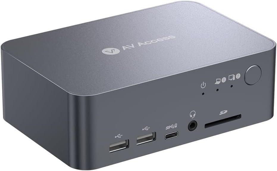 AV Access KVMスイッチ 2モニター・2台PC対応（Ethernet、EDID対応）4K@60Hz/2K@144Hz/1080P@240Hz ノートPC＆デスクトップ用デュアルモニターKVMドッキングステーション USB C充電 USB3.0×3