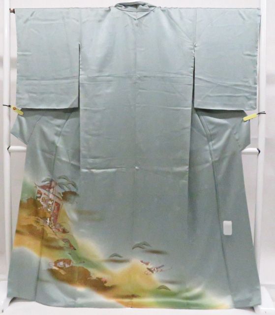【京松】色留袖 縫い紋 しつけ付 逸品 戸瀬多美男 落款 着物 正絹 美品 身丈約171cm 裄丈約68.5cm kyo8z06-1249