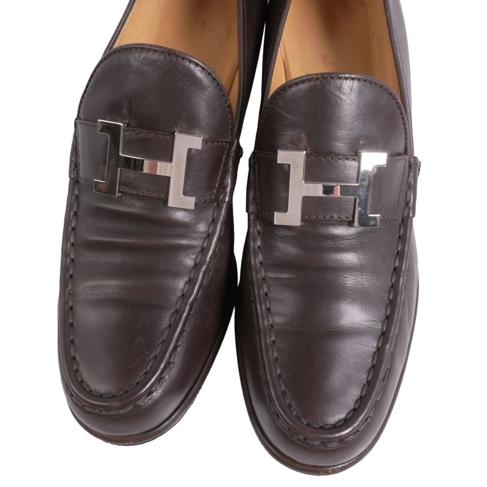 美品 エルメス HERMES ローファー モカシン Hロゴ コンスタンス レザー