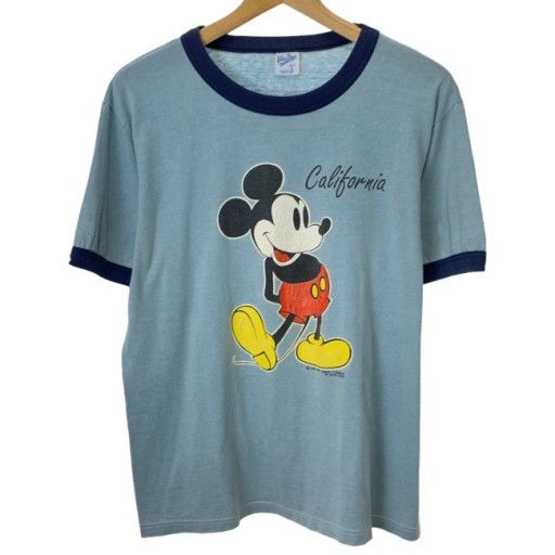 【中古】　Velva Sheen　リンガーT　90s vintage　90年代　OLD　Tシャツ　半袖　トップス　クルーネック　キャラクター　ミッキー　DISNEY　USA製　古着　/1590