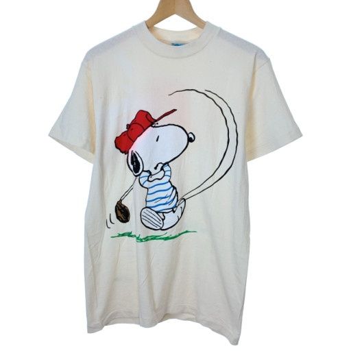 【中古】 Tシャツ 90s vintage 90年代 OLD 半袖 トップス クルーネック キャラクター スヌーピー チャーリーブラウン プリント 古着 /1104