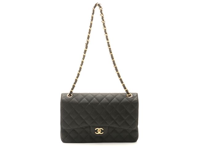 CHANEL シャネル バッグ デカマトラッセWフラップ30 Wチェーンショルダー ブラック/GP キャビアスキン レディース【中古】472 421,344円