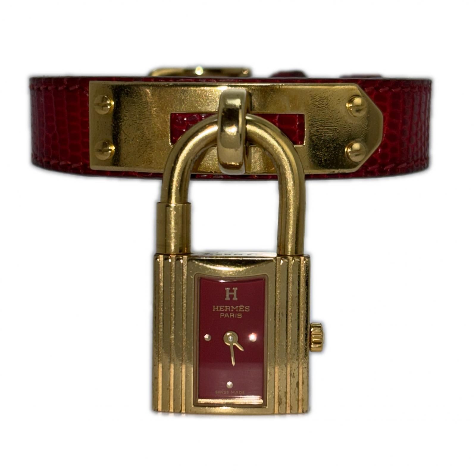 HERMES エルメス ケリーウォッチ KE1.201 腕時計 GP/レザー レッド