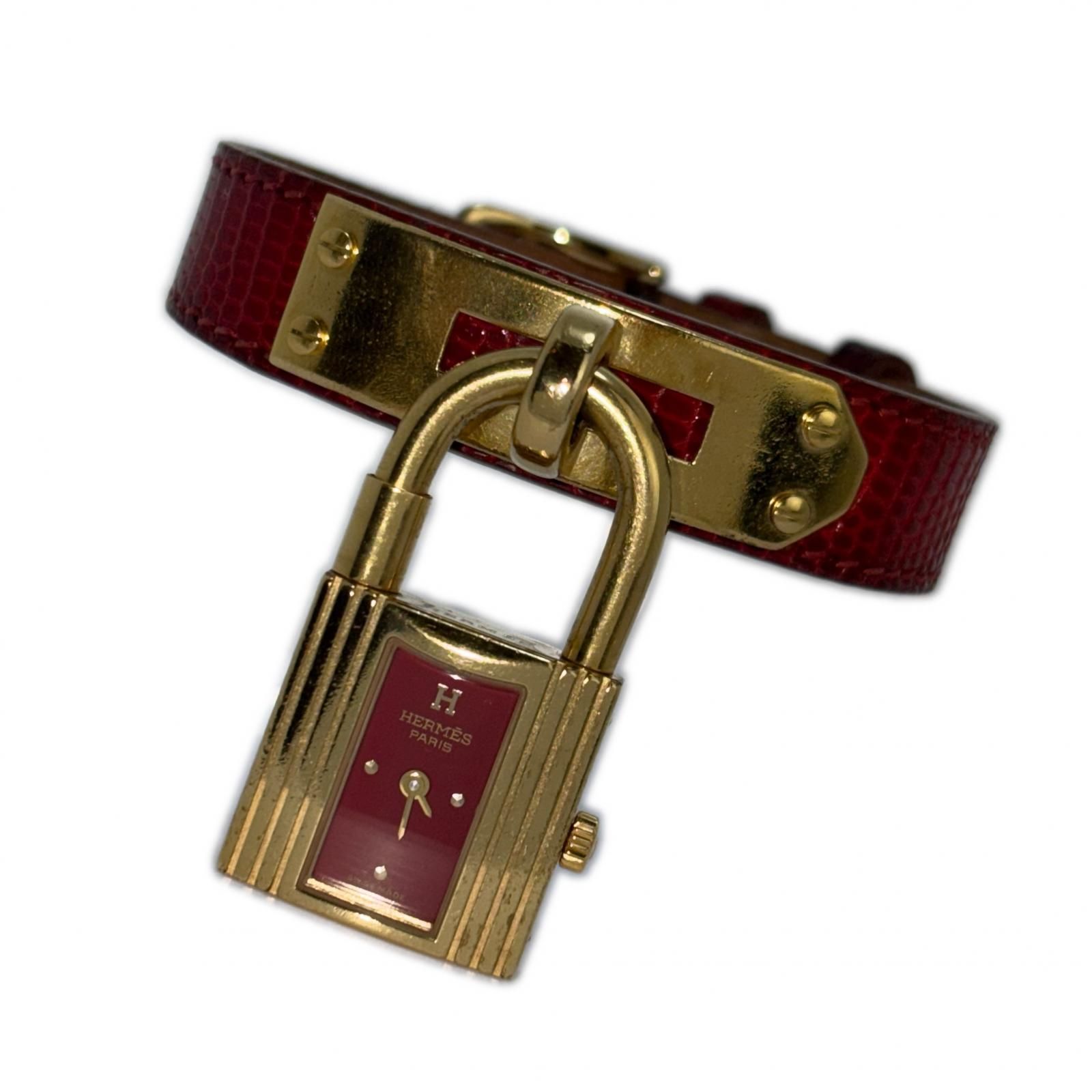 HERMES エルメス ケリーウォッチ KE1.201 腕時計 GP/レザー レッド