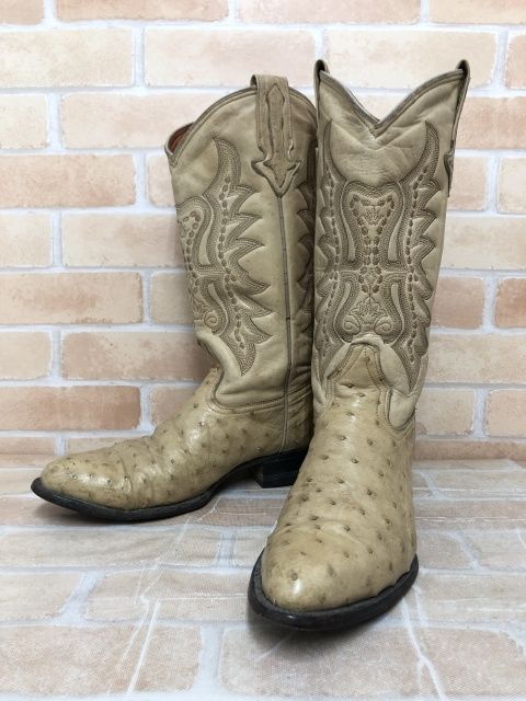 【中古】 JAR BOOTS カウボーイブーツ オーストリッチ ベージュ 111453977