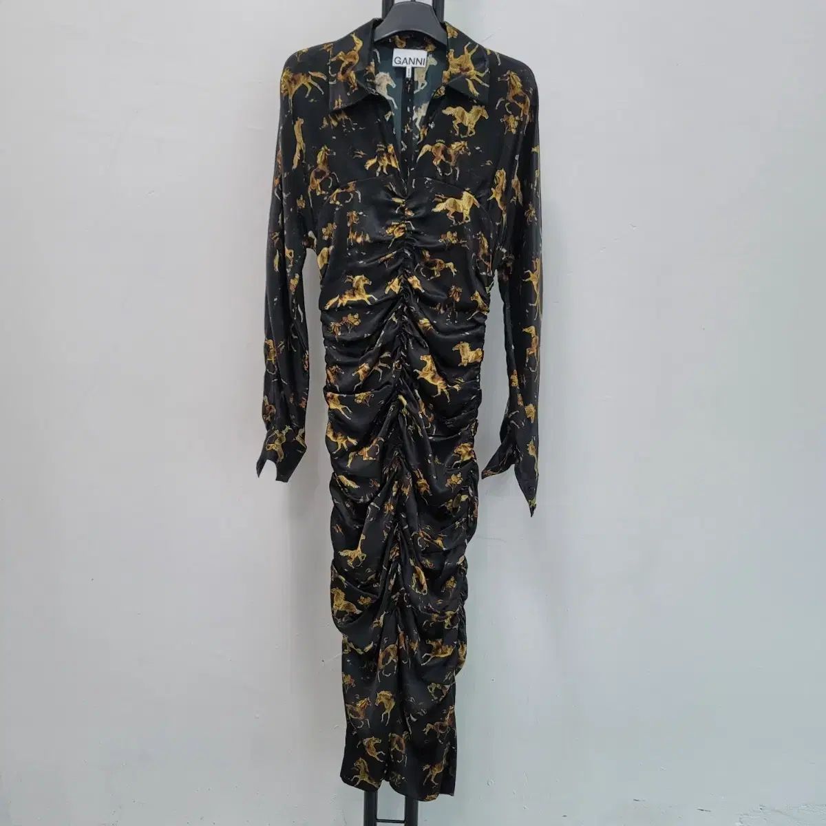 正規品 ガニー GANNI シルク パータン シャツ ワンピース