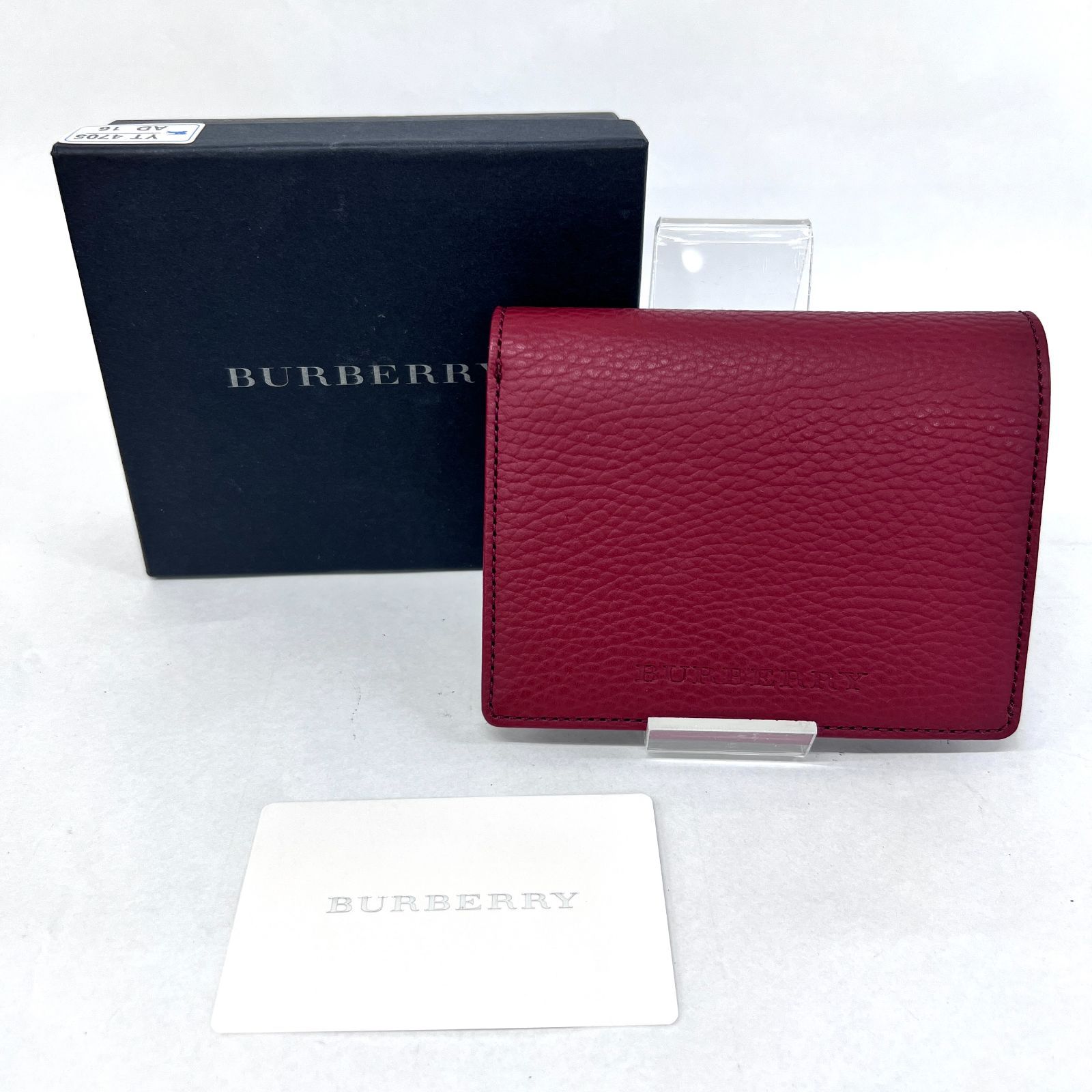 SD8334 新品未使用！ BURBERRY バーバリー ノバチェック レザー 二つ折り財布 コンパクトウォレット ボルドー