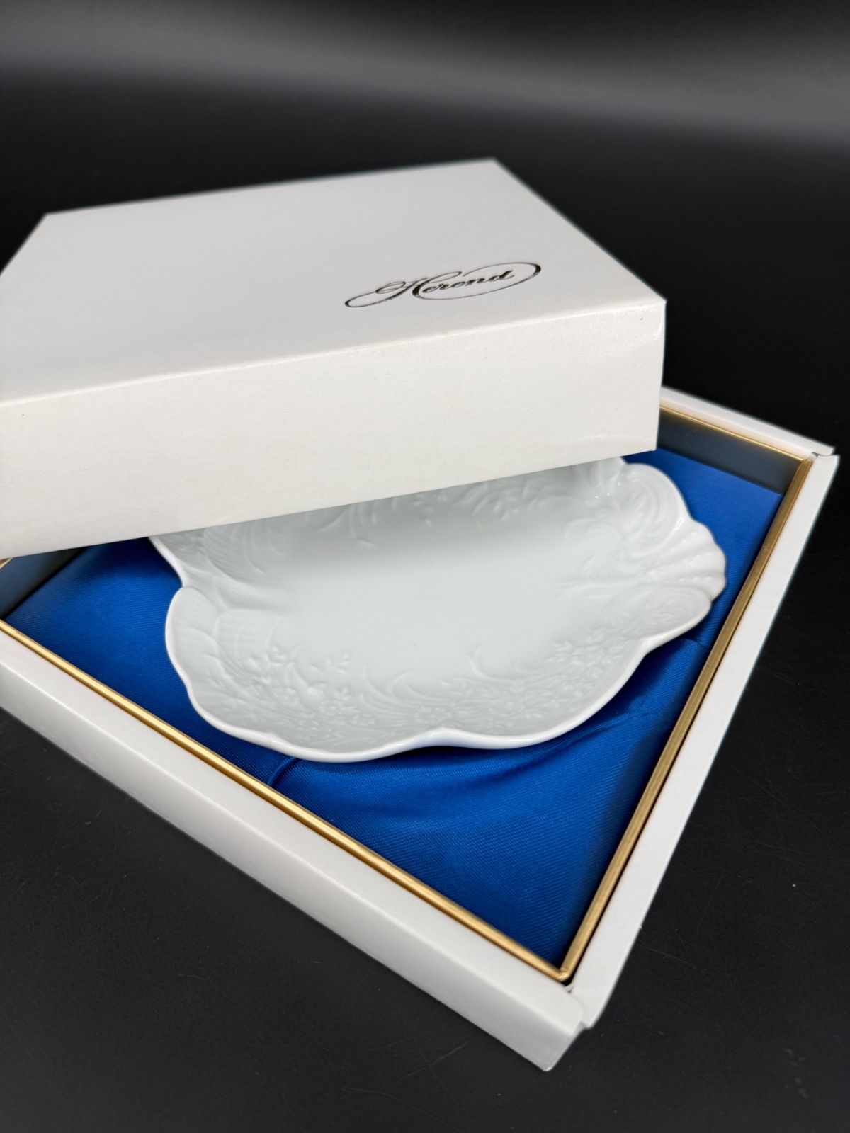 623S001 ヘレンド バロックホワイト リーフディッシュ 15.5cm 皿 新品