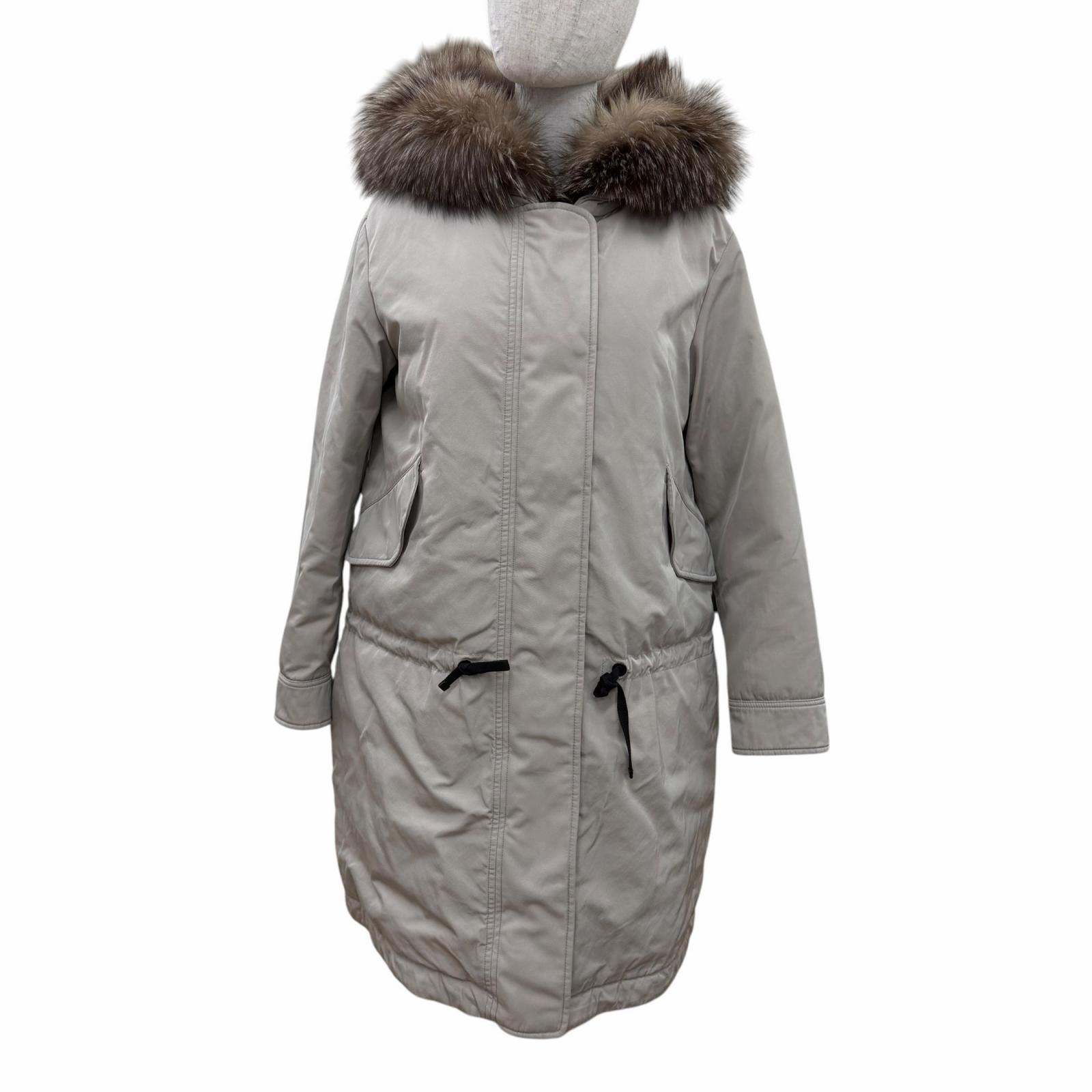 美品☆MONCLER モンクレール C20934987715 VERONICA ロゴワッペン・フォックスファー・フード付 ダウンコート 1 ベージュ レディース