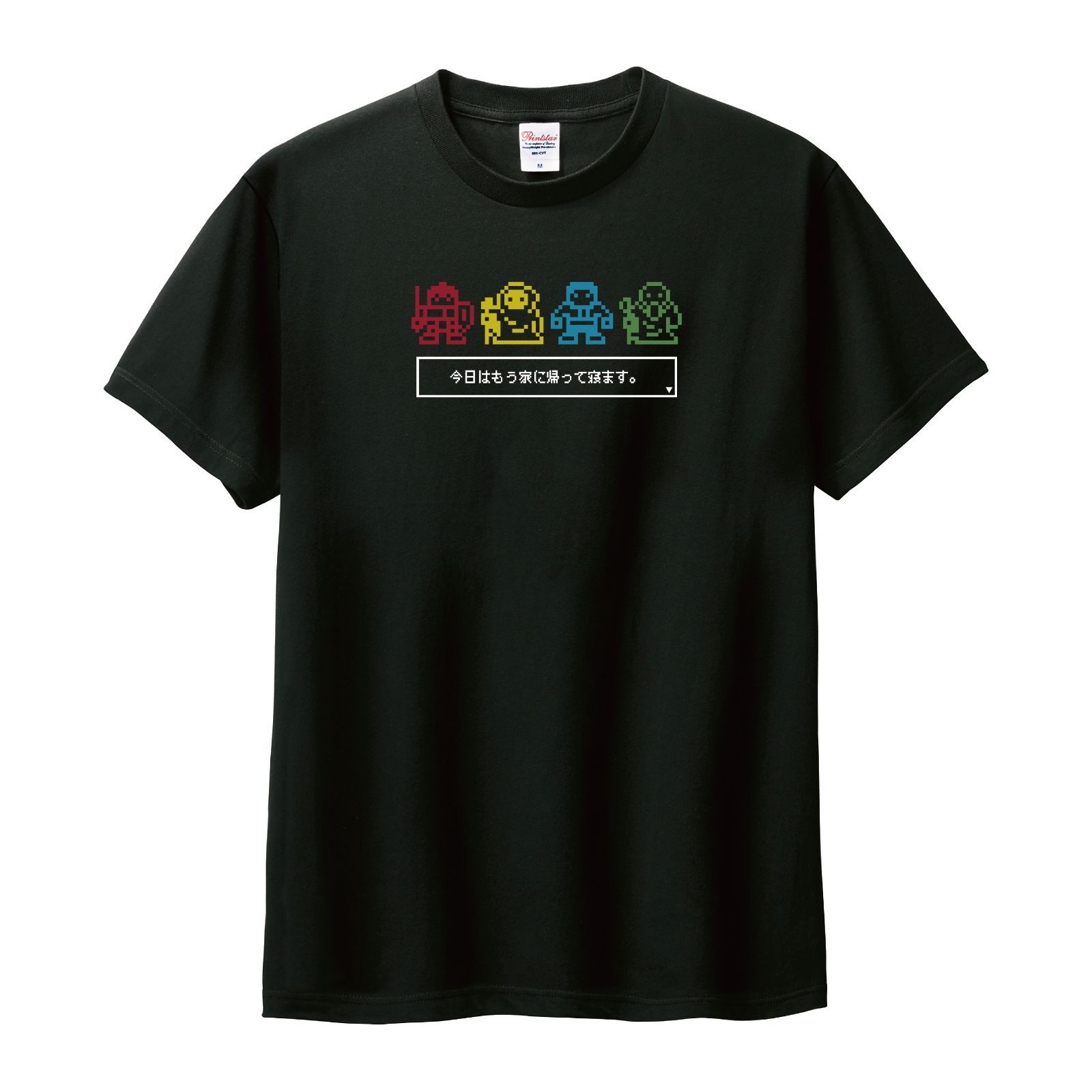 新品】 【日本語ver】ドット絵Tシャツ レトロゲーム RPG風 ブラック 黒