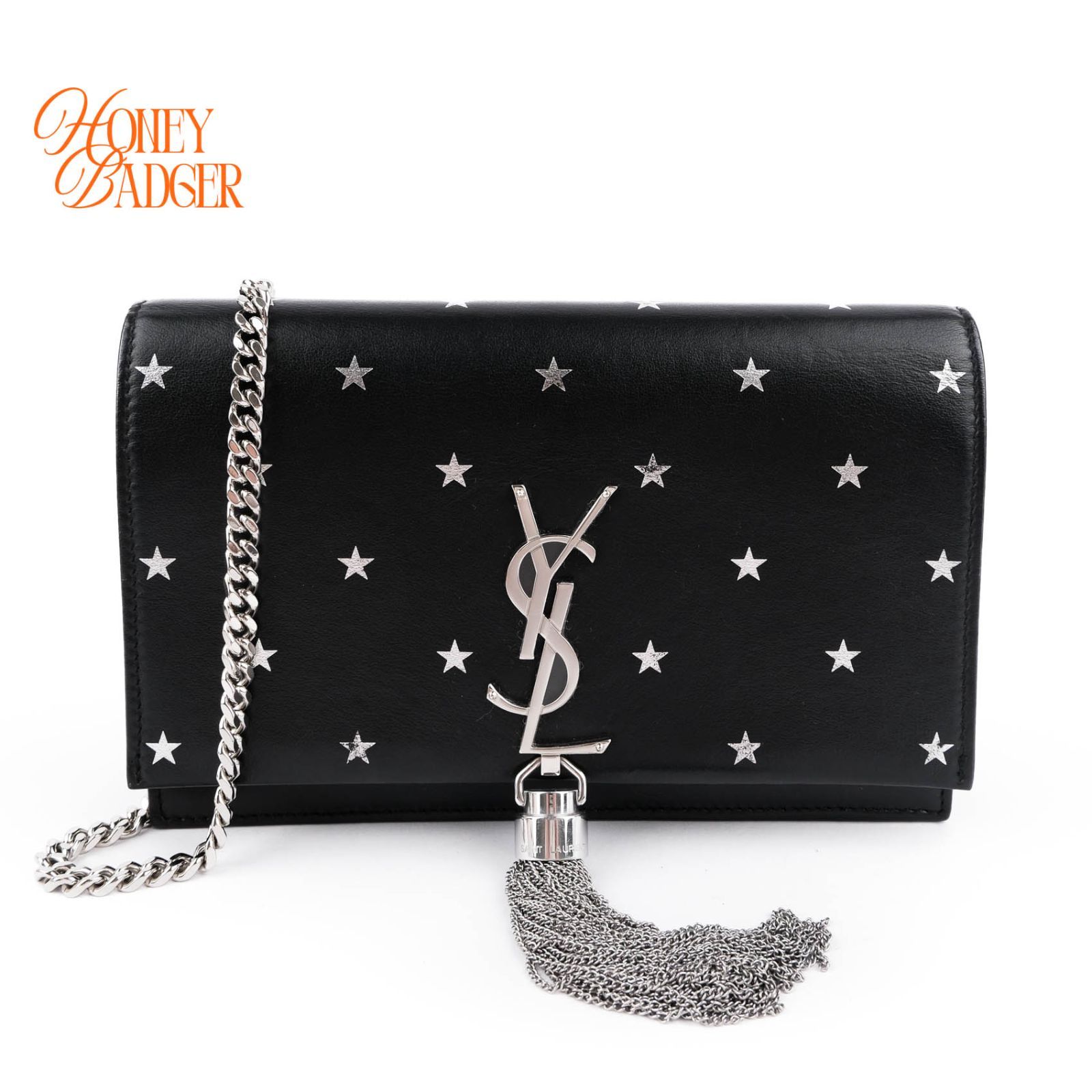 【美品】サンローラン SAINT LAURENT PARIS ケイト タッセル チェーンショルダーバッグ スタースタッズ ブラック