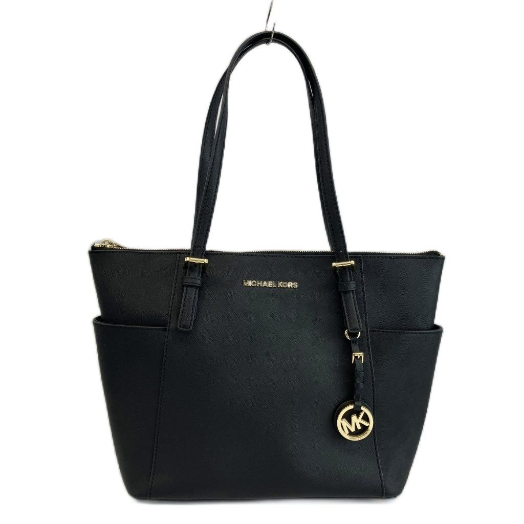 マイケルコース MICHAEL KORS トートバッグ ワンショルダー 牛革 レザー ロゴ ゴールド金具 黒 ブラック 30F2GTTT8L /XZ ■GY18