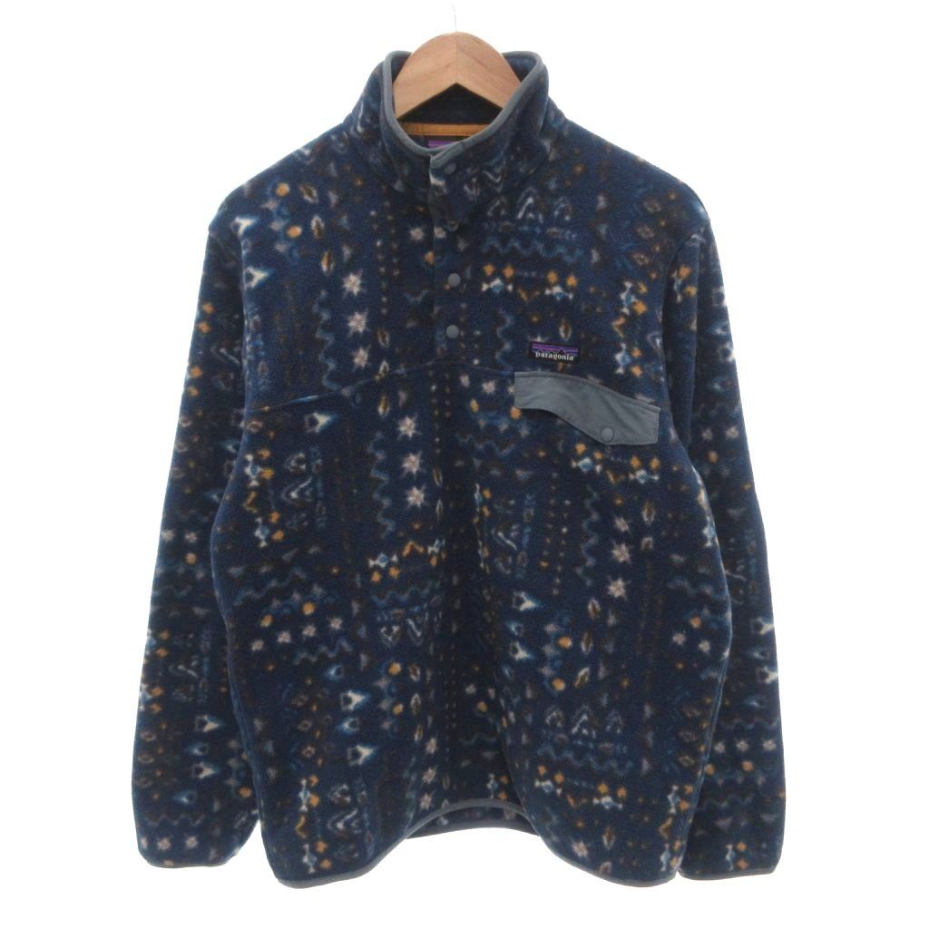 パタゴニア Patagonia フリースジャケット ライトウェイト シンチラ スナップT プルオーバー 総柄 M 紺 ネイビー 25551 /FF