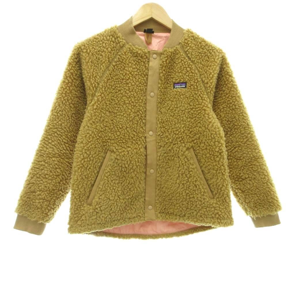 パタゴニア Patagonia ボアジャケット ミドル ハーフ丈 XL 14 茶 ブラウン リブ襟 /ML ■GY18