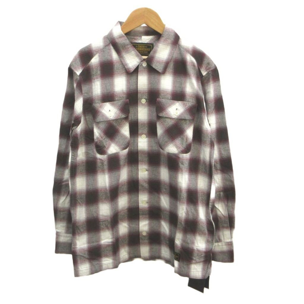 ネイバーフッド NEIGHBORHOOD B&C/C-SHIRT シャツ S ワインレッド 白 ホワイト グレー チェック柄 レギュラーカラー 長袖 /201ARNH-SHM03 NP ■GY18