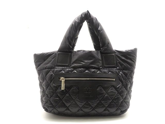 CHANEL シャネル バッグ ココ・コクーンPM トートバッグ ブラック/SV ナイロン/レザー ﾊﾞｯｸﾞ A48610 トートバッグ ナイロン/レザー ブラック ブラック レディース【中古】431