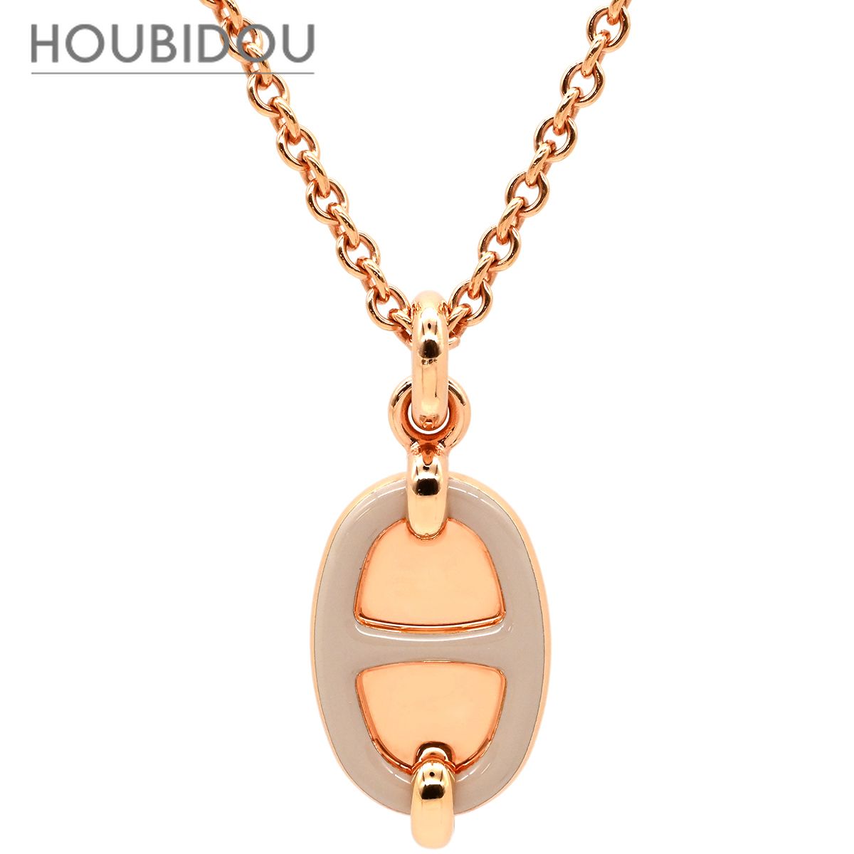 エルメス HERMES ネックレス ミニマイヨン PM ペンダント GP エナメル マロングラッセ ローズゴールド金具 PG金具 シェーヌダンクルモチーフ 新品 未使用 【箱】【中古】