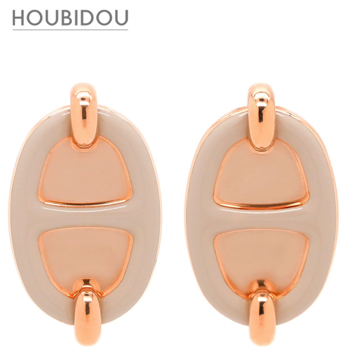 エルメス HERMES ピアス ミニマイヨン GP エナメル マロングラッセ