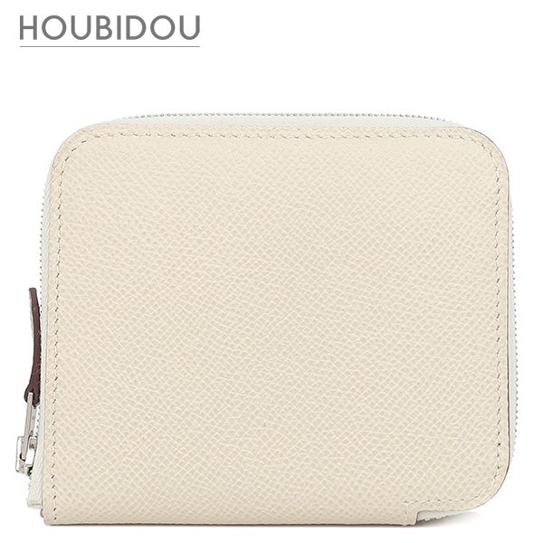 エルメス HERMES コインケース アザップ シルクイン コンパクト ヴォーエプソン クレ シルバー金具 オフホワイト ピンク B【中古】