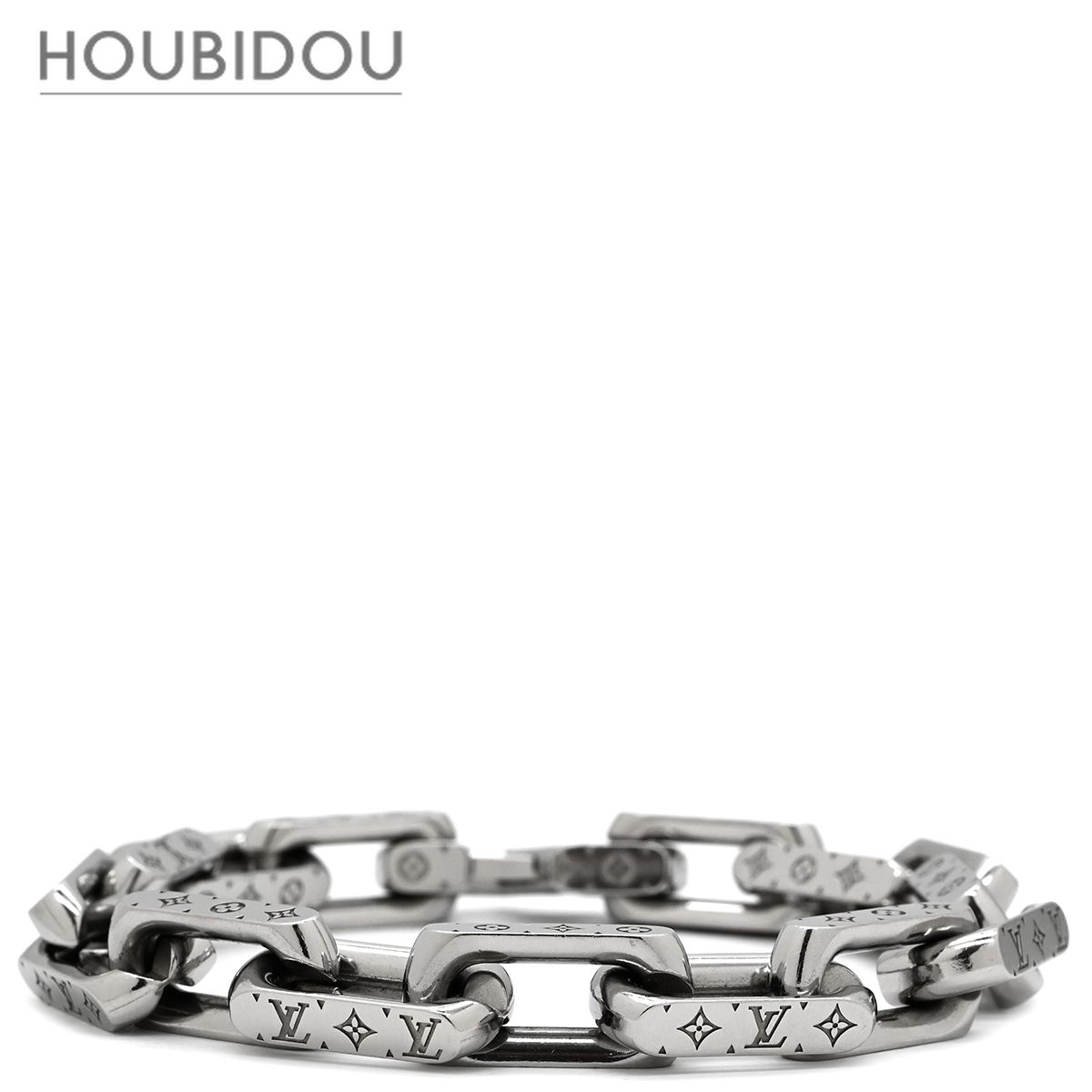ルイヴィトン LOUIS VUITTON ブレスレット チェーン モノグラム メタル シルバー モノグラムパターン M00309 【箱】【中古】