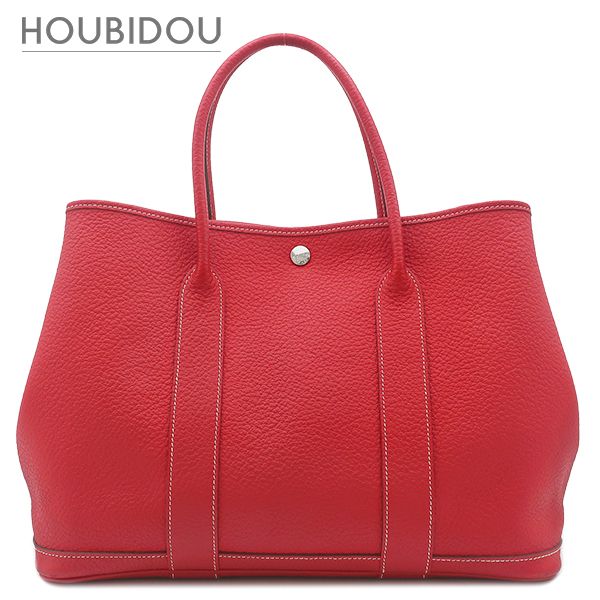 エルメス HERMES トートバッグ ガーデンパーティー PM 36 カントリー ルージュカザック シルバー金具 赤 オールレザー 2026年製 □Q 【保存袋】【中古】