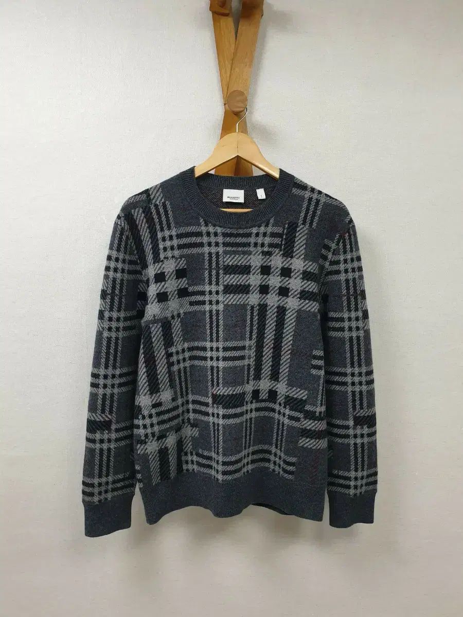 s/100/正規品 バーバリー カシミア グレー チェック ニット