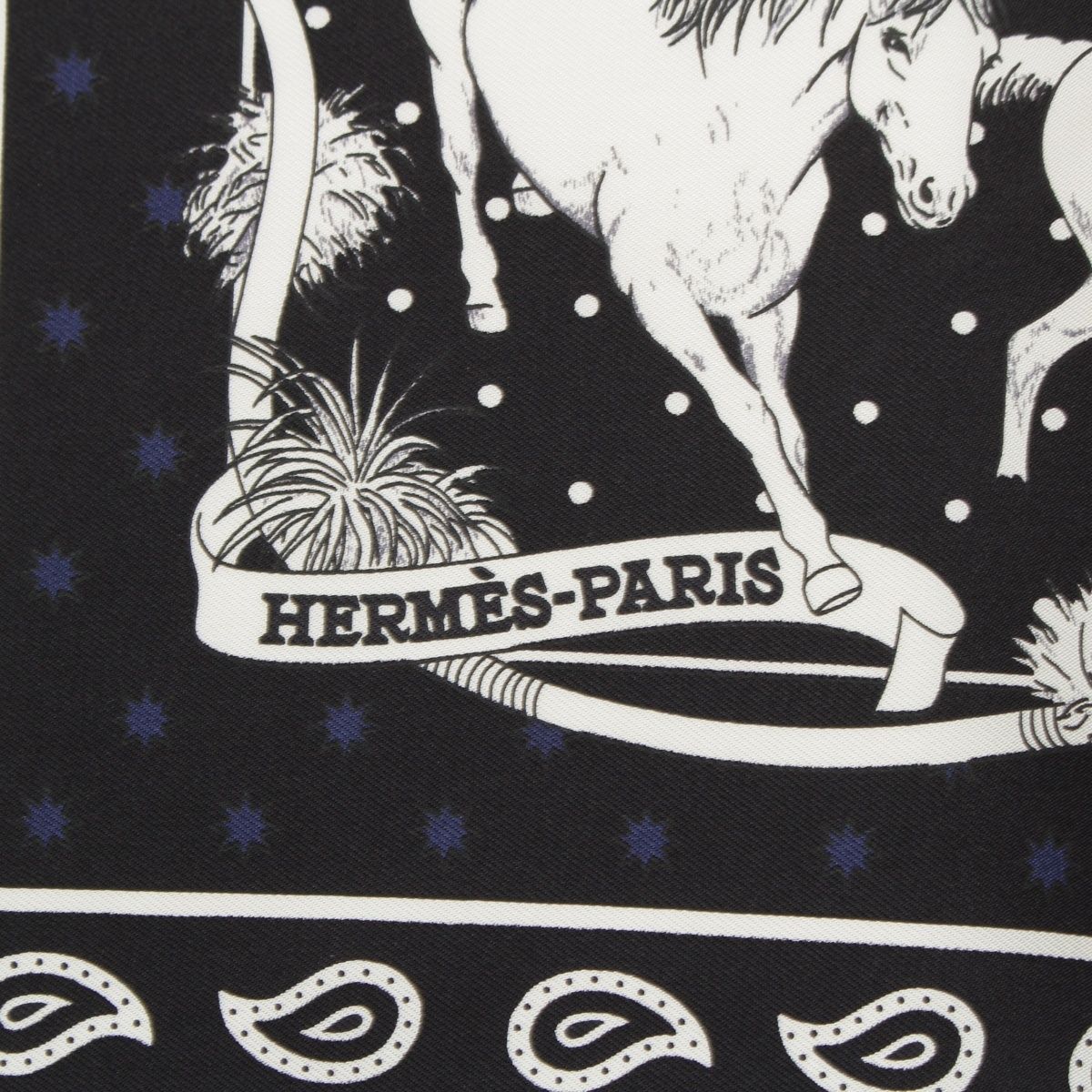 エルメス カレ55 LES MUSTANGS BANDANA 野生馬 シルク バンダナ