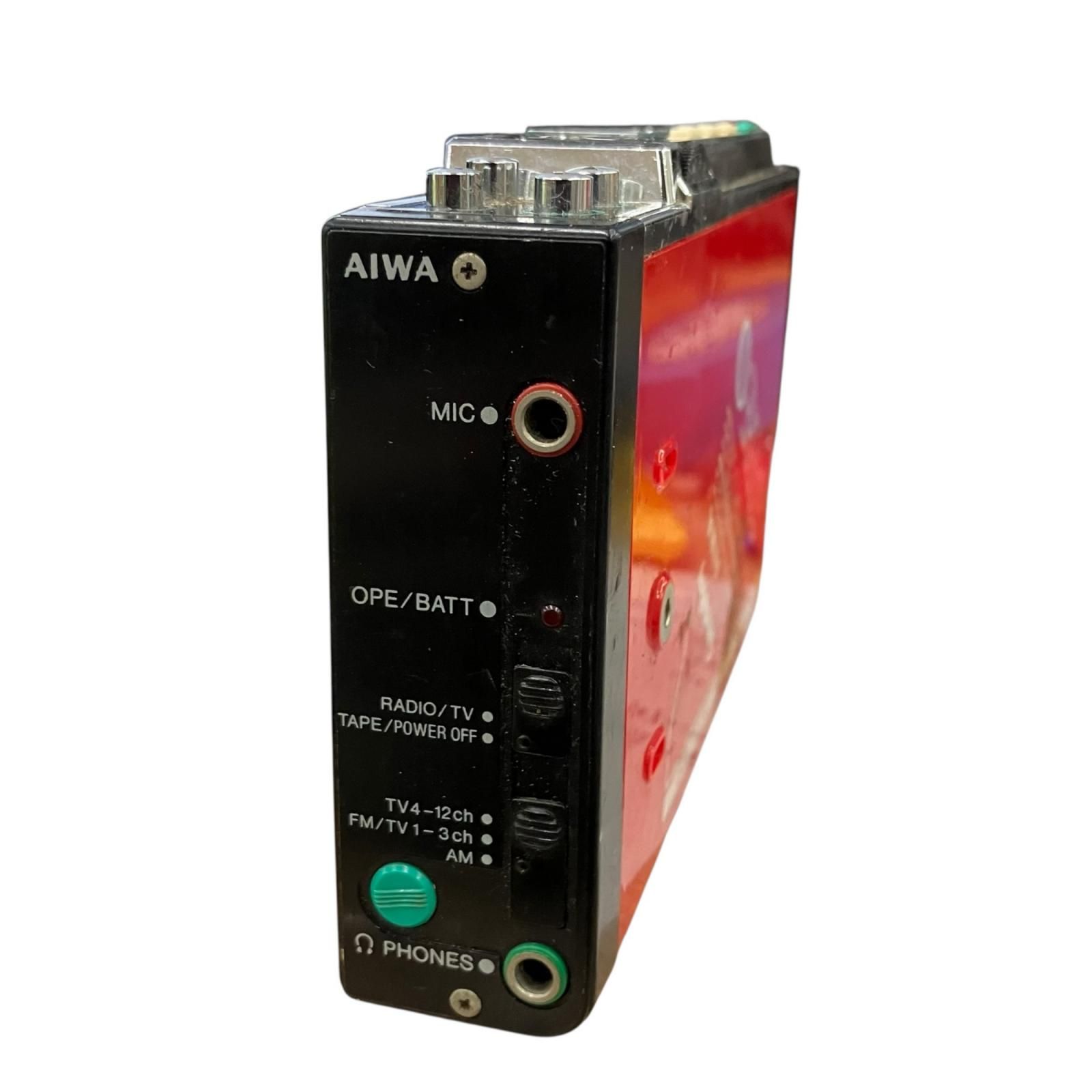 【希少】アイワ カセットボーイ AM FM TV ラジオ HS-J9 マイク付き 199990 動作未確認 AIWA カセットボーイ HS-J9 レッド TV/AM/FM - メルカリ